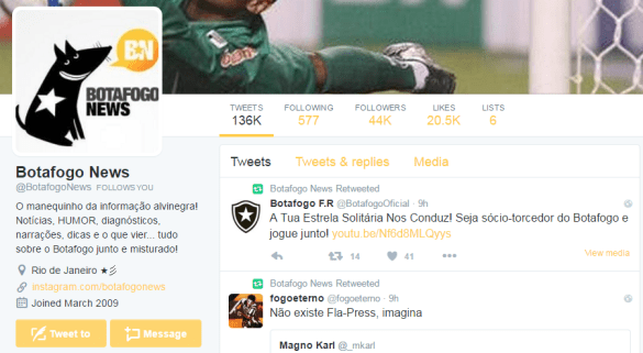 Hoje, o BotafogoNews sobrevive apenas via Twitter_