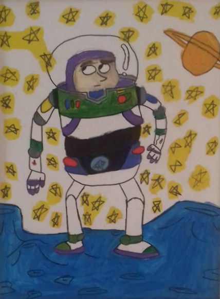 Desenho do personagem Buzz Lightyear, do filme Toy Story, feito por Leonardo Gimenes. Foto: reprodução