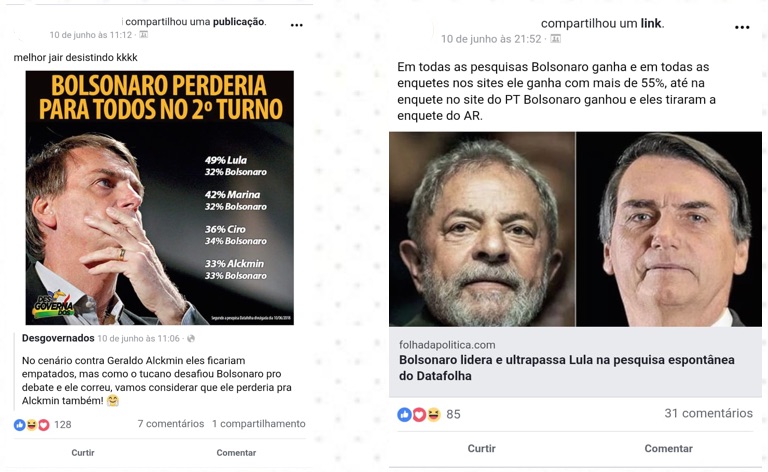 Notícias inventadas, com informações falsas, incorretas ou fora de contexto são facilmente compartilhadas na era digital, desde que reiterem uma opinião. Crédito: Facebook / Reprodução